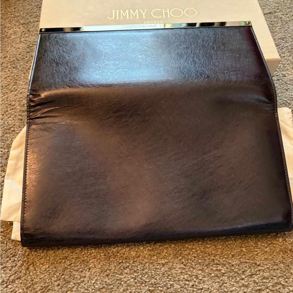Jimmy Choo Navy Leather clutch -NWT - Picture 8 of 16